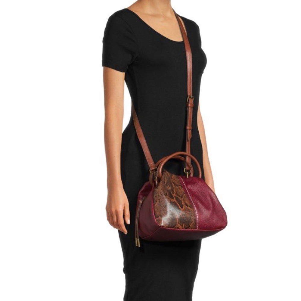 Fiona Women’s Roomy Crossbody MidSize Handbag Burgundy Soft Faux Pebble Leather